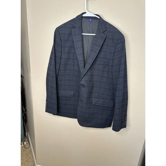 Apt 9 Mens Slim Fit Premier Flex Essential Blazer 44R Plaid Black Polyester - Picture 1 of 8